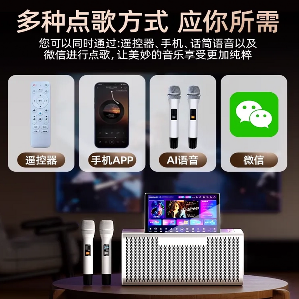 Blume 6-in-1 MAX Karaoke System | All-in-One Home KTV with HD Screen & Dual Wireless Mic